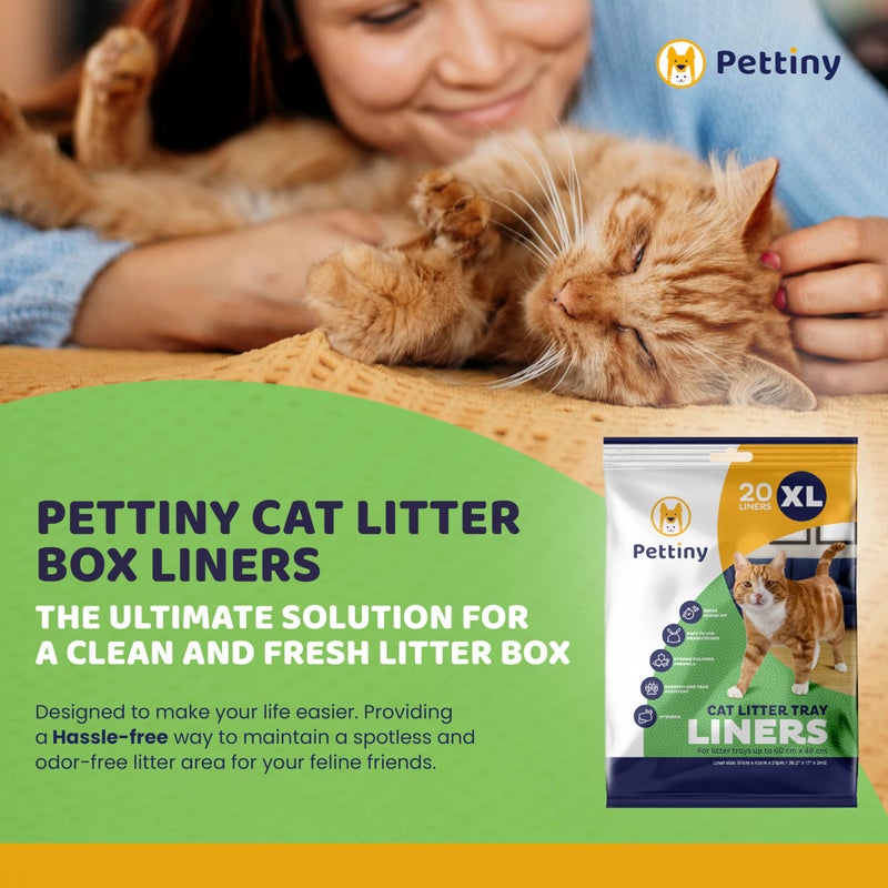 Pettiny 20 XL Cat Litter Box Liners with Drawstrings - Scratch Resistant Cat Litter Bags for an Extra Large Litter Pan - Image 2